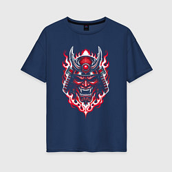 Женская футболка оверсайз Samurai mask demon