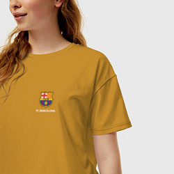 Футболка оверсайз женская Футбольный клуб Барселона - с эмблемой, цвет: горчичный — фото 2