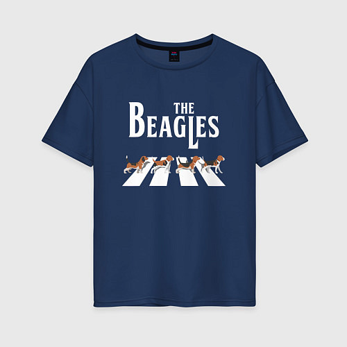 Женская футболка оверсайз Бигли The Beatles пародия / Тёмно-синий – фото 1