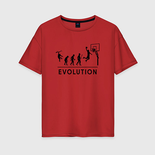 Женская футболка оверсайз Эволюция баскетболиста, баскетбол / Красный – фото 1