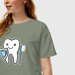 Футболка оверсайз женская Зубик, цвет: авокадо — фото 2
