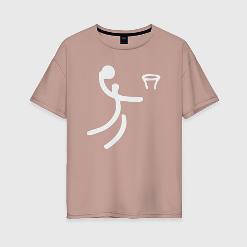 Женская футболка оверсайз Баскетбол минимализм / Пыльно-розовый – фото 1