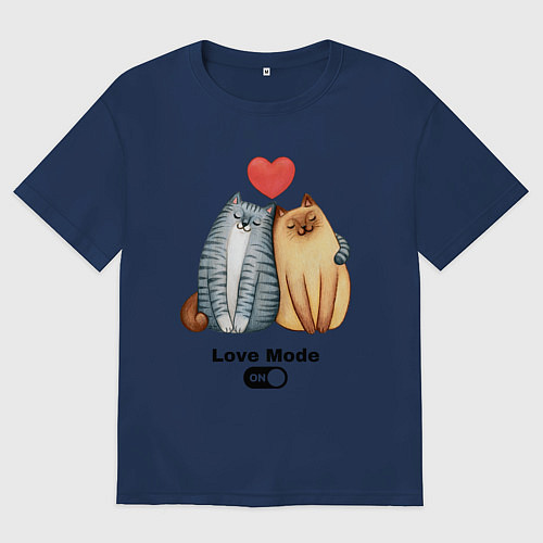 Женская футболка оверсайз Режим любви включён / Тёмно-синий – фото 1