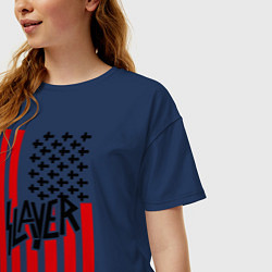 Футболка оверсайз женская Slayer Flag, цвет: тёмно-синий — фото 2