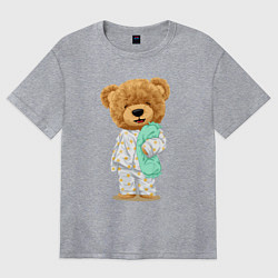 Женская футболка оверсайз Плюшевый медвежонок сонный