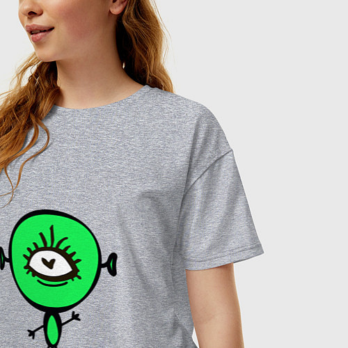 Женская футболка оверсайз Веселый инопланетянин / Меланж – фото 3