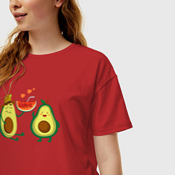 Футболка оверсайз женская Парочка авокадо, цвет: красный — фото 2