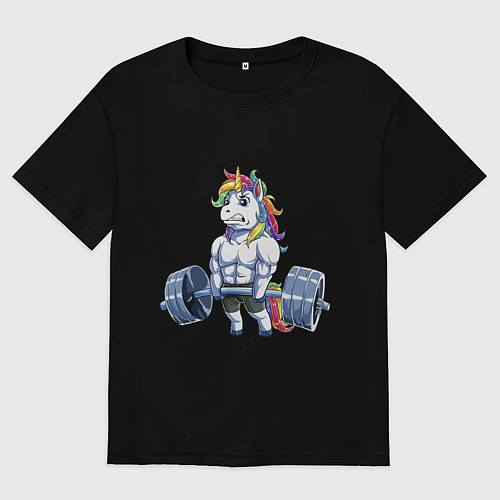 Женская футболка оверсайз Тяж единорог / Черный – фото 1