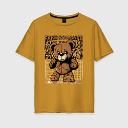 Женская футболка оверсайз Плюшевый медвежонок грустный