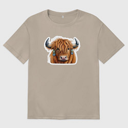 Женская футболка оверсайз Шотландский волосатый бык