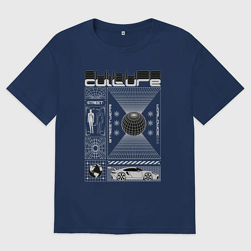 Женская футболка оверсайз Culture streetwear / Тёмно-синий – фото 1