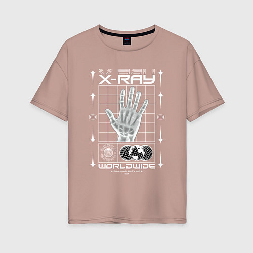 Женская футболка оверсайз X-ray streetwear / Пыльно-розовый – фото 1