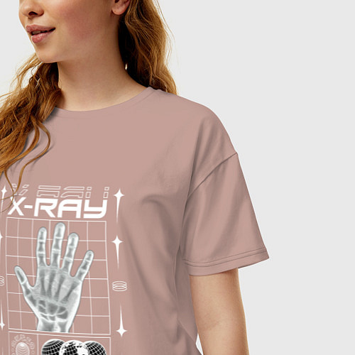 Женская футболка оверсайз X-ray streetwear / Пыльно-розовый – фото 3