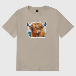 Женская футболка оверсайз Шотландский волосатый бык