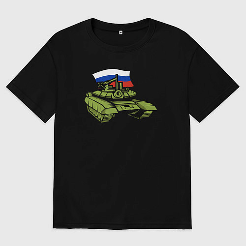 Женская футболка оверсайз Russian tank / Черный – фото 1
