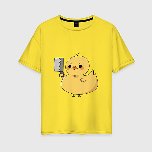 Женская футболка оверсайз Утёнок с ножиком / Желтый – фото 1