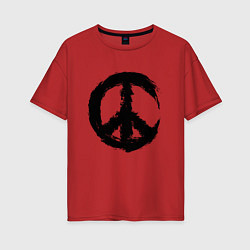Женская футболка оверсайз Знак мира пацифик крест