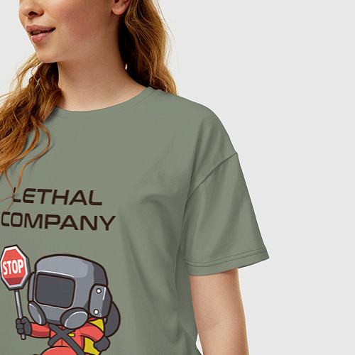 Женская футболка оверсайз Lethal company: Stop Please / Авокадо – фото 3