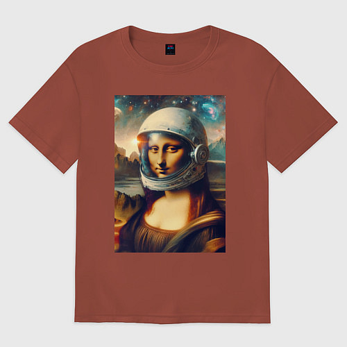 Женская футболка оверсайз Mona Lisa astronaut - neural network / Кирпичный – фото 1