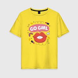 Футболка оверсайз женская Go girl lips, цвет: желтый