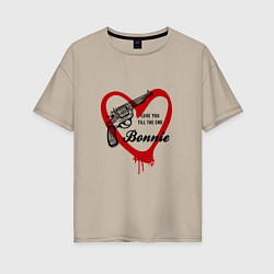 Женская футболка оверсайз Бонни сердце и пистолет