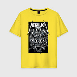 Футболка оверсайз женская Metallica - skulls, цвет: желтый