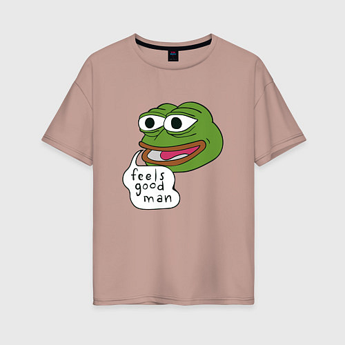 Женская футболка оверсайз Pepe feels good man / Пыльно-розовый – фото 1