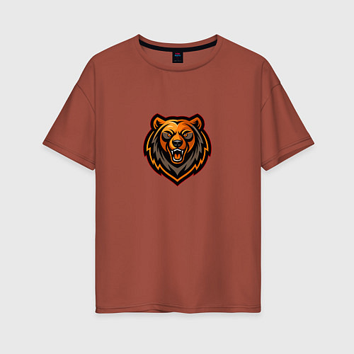 Женская футболка оверсайз Векторный медведь / Кирпичный – фото 1