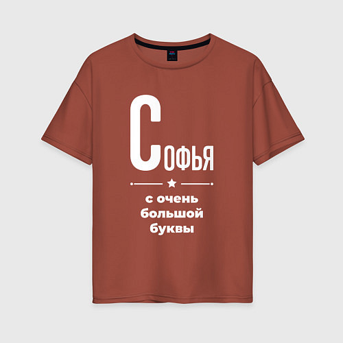 Женская футболка оверсайз Софья с очень большой буквы / Кирпичный – фото 1
