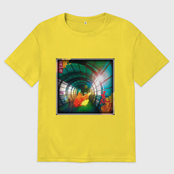 Женская футболка оверсайз Золотая рыбка в туннеле