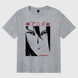 Женская футболка оверсайз Лицо девушки в стиле манга