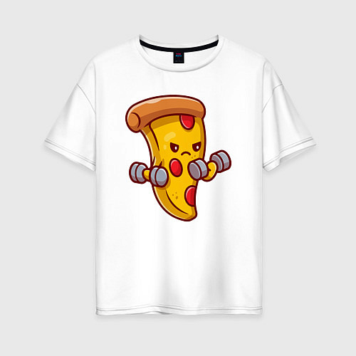 Женская футболка оверсайз Пицца на спорте / Белый – фото 1