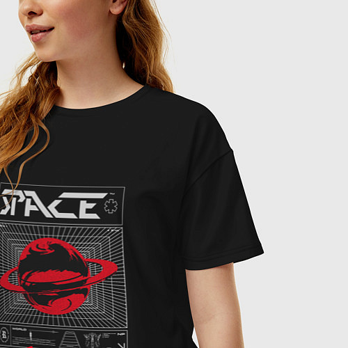 Женская футболка оверсайз Space streetwear / Черный – фото 3