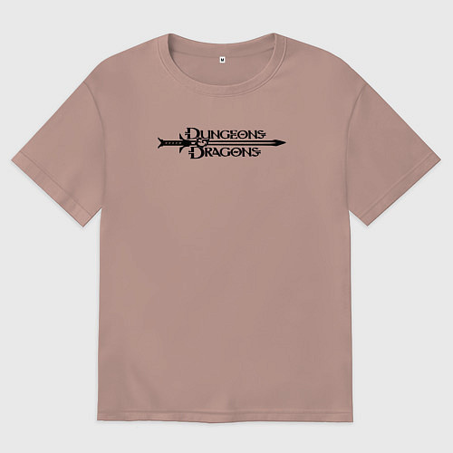 Женская футболка оверсайз Днд лого с мечом / Пыльно-розовый – фото 1