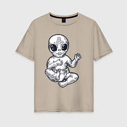 Футболка оверсайз женская Baby alien, цвет: миндальный