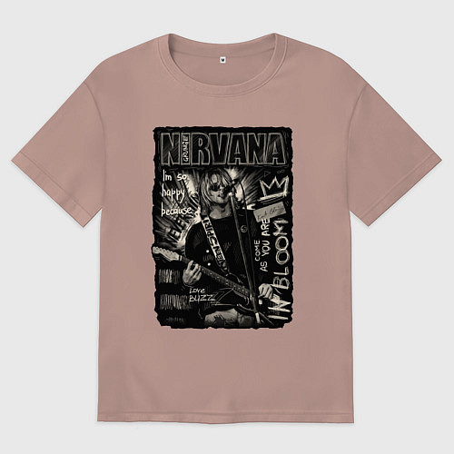 Женская футболка оверсайз Nirvana In Bloom / Пыльно-розовый – фото 1
