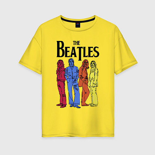 Женская футболка оверсайз The Beatles all / Желтый – фото 1