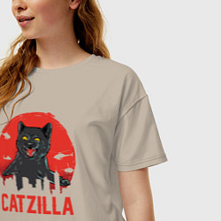 Футболка оверсайз женская Catzilla, цвет: миндальный — фото 2