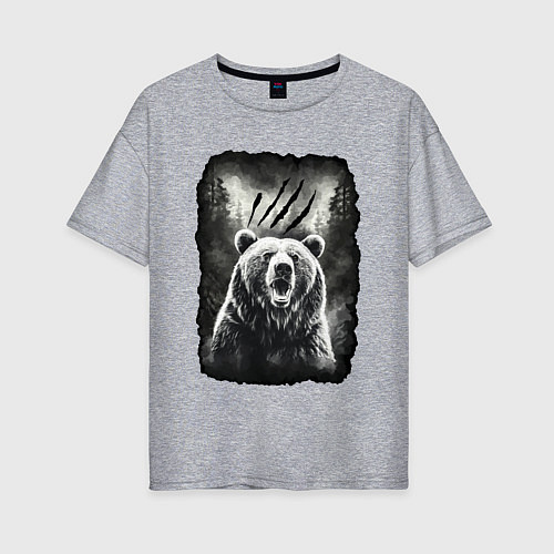 Женская футболка оверсайз Большой Медведь / Меланж – фото 1