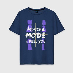 Футболка оверсайз женская Depeche Mode - I feel you single, цвет: тёмно-синий
