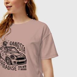 Футболка оверсайз женская Gangsta paradise, цвет: пыльно-розовый — фото 2