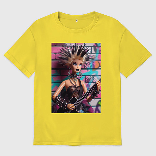 Женская футболка оверсайз Barbie - punk guitarist neural network / Желтый – фото 1