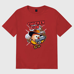 Футболка оверсайз женская Chicken Gun - chicken, цвет: красный