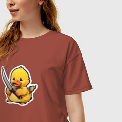 Футболка оверсайз женская Боевой утенок, цвет: кирпичный — фото 2