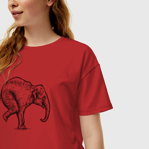 Женская футболка оверсайз Слон акробат / Красный – фото 3