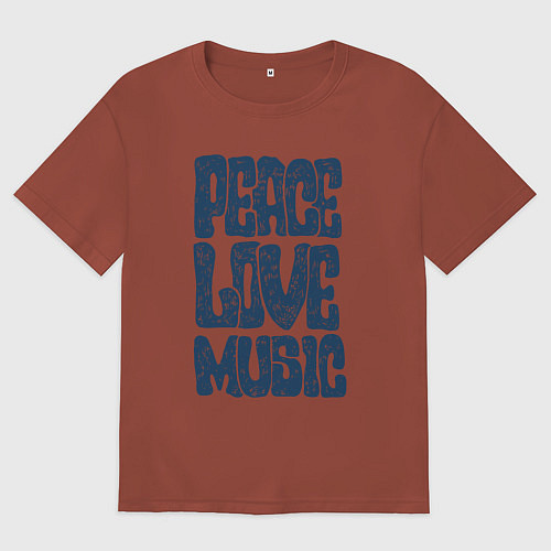 Женская футболка оверсайз Мир и музыка / Кирпичный – фото 1