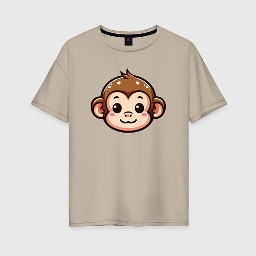 Женская футболка оверсайз Мордочка обезьяны / Миндальный – фото 1