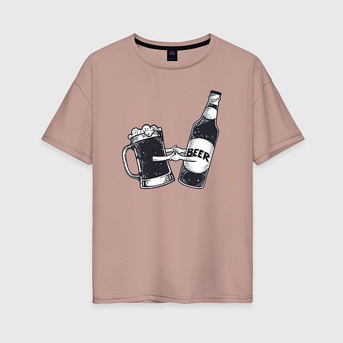Женская футболка оверсайз Beer love / Пыльно-розовый – фото 1