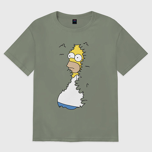 Женская футболка оверсайз Гомер в кустах / Авокадо – фото 1