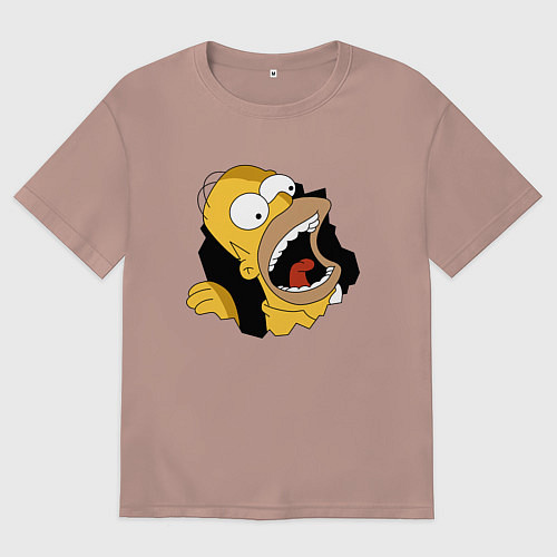 Женская футболка оверсайз Гомер - Симпсоны / Пыльно-розовый – фото 1